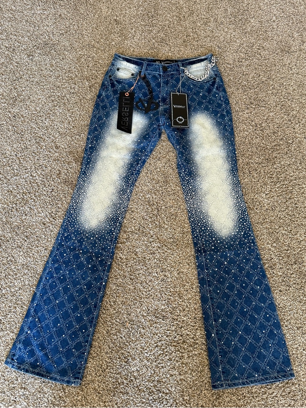 Verselli Rhinestone Flare Jeans – Size 32